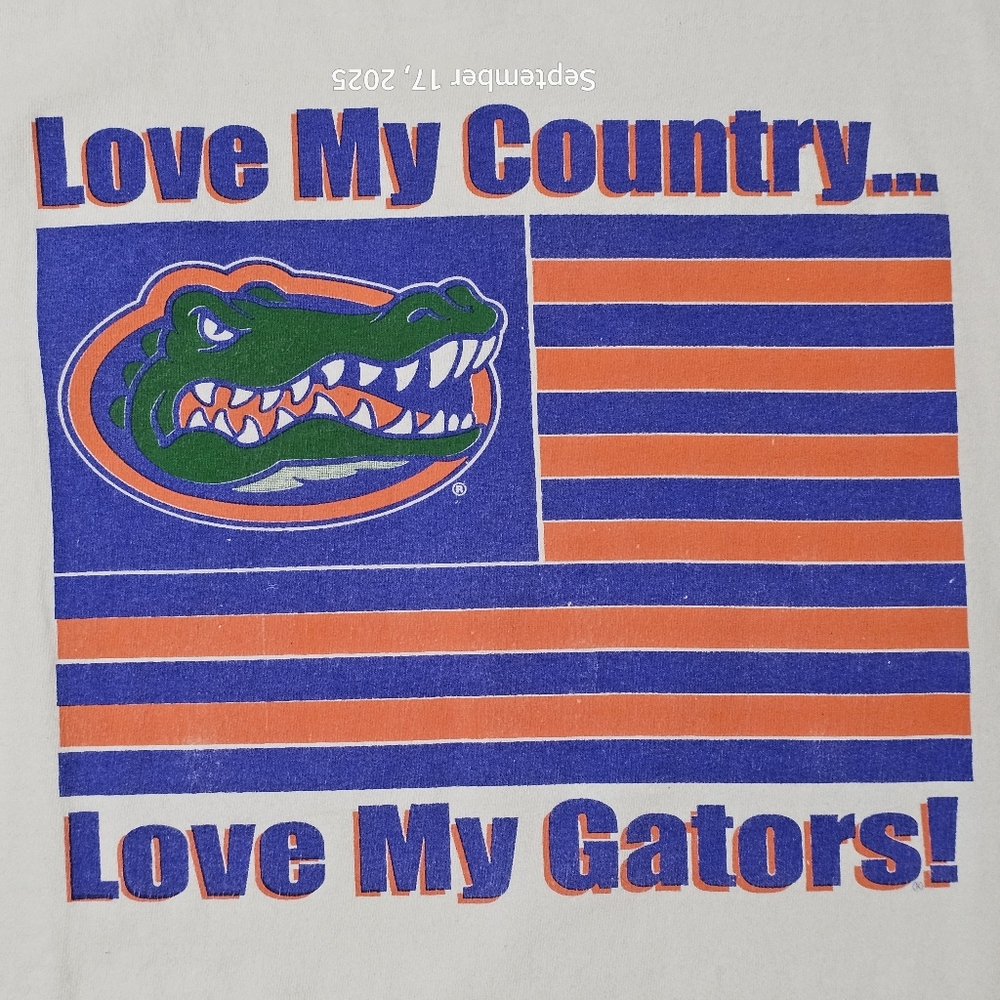 9/11  Commemorative Patriotic Florida Gators T-Shirt Men's 2X White Blue Orange